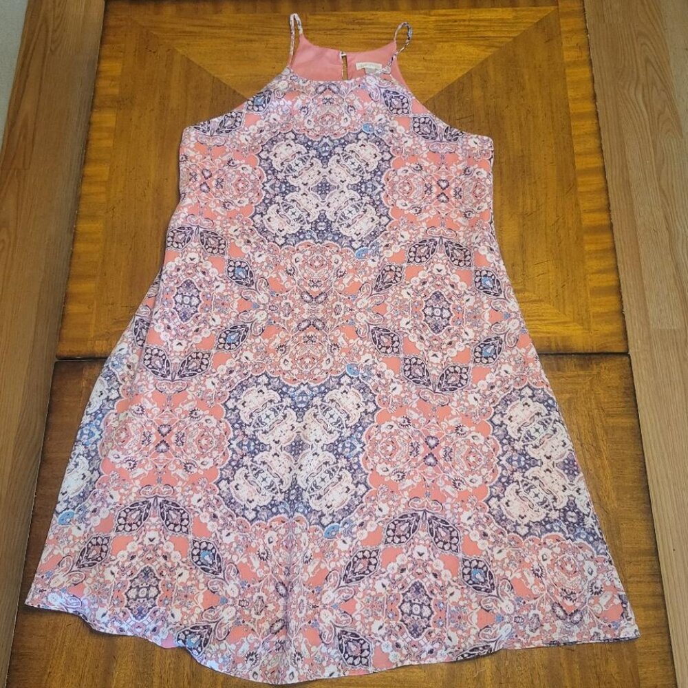 Decree Pink Mandala Patterned High Neck Sleeveless Dress